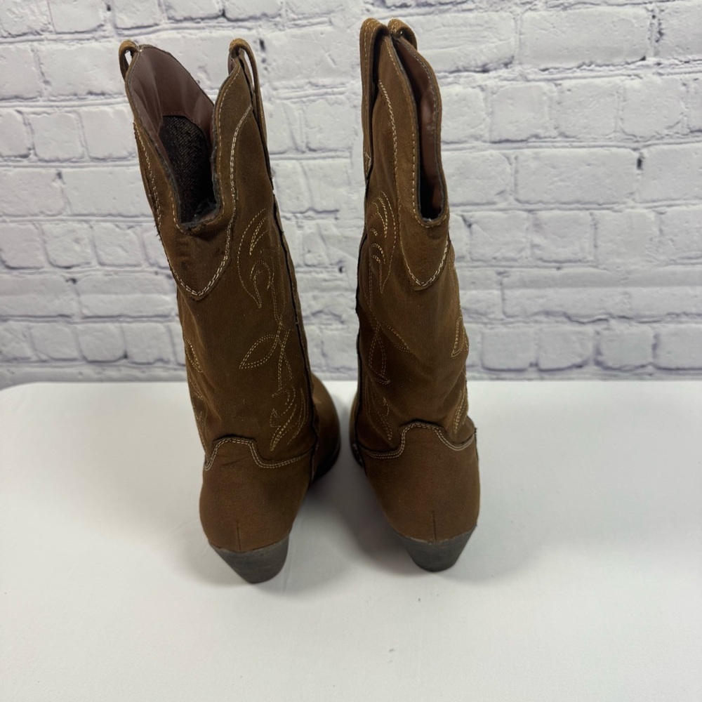 Rampage Brown Embroidered Heeled Boots - Picture 4 of 7